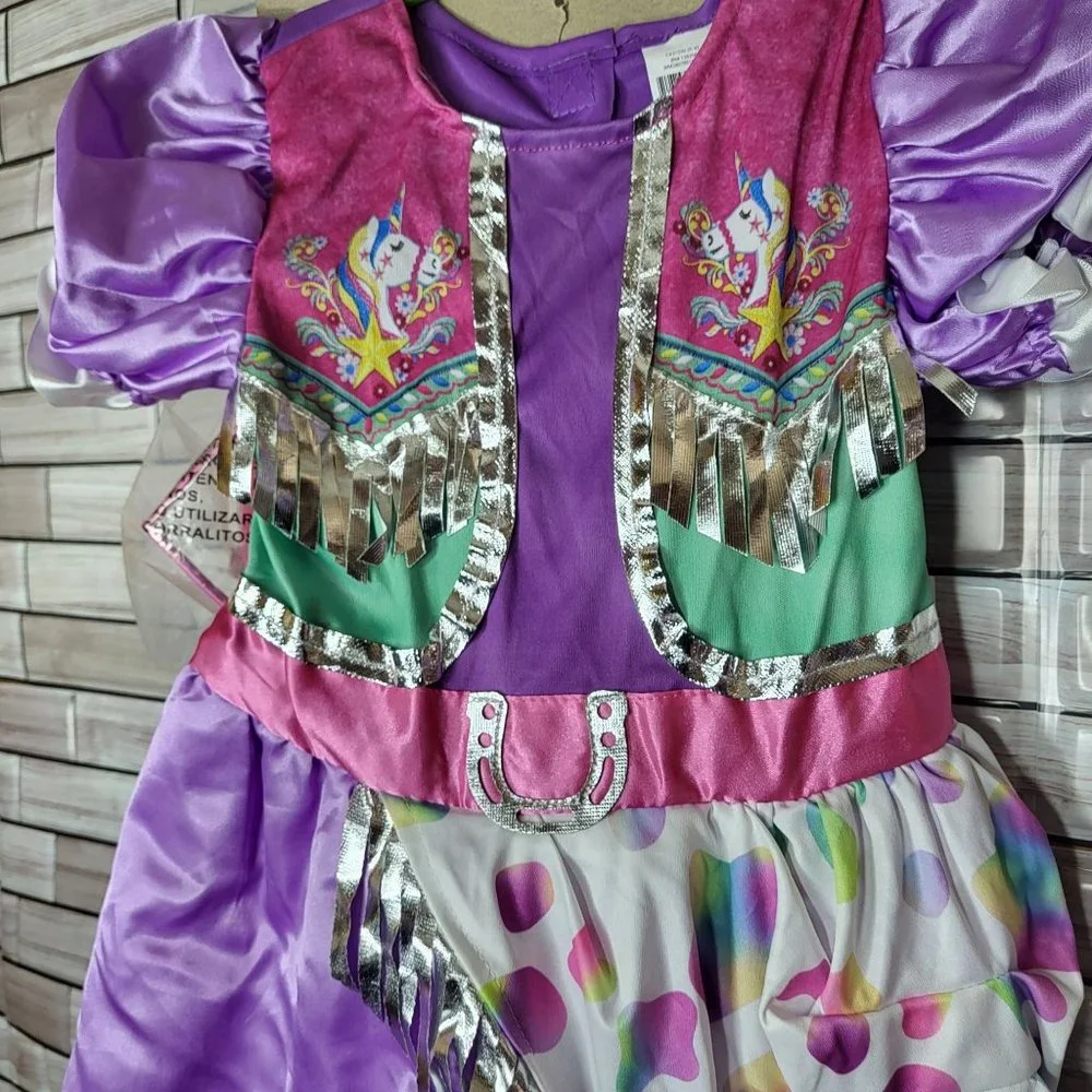New Rodeo Unicorn Halloween Costume Toddler 3T-4T Colorful‎ Dress Up Outfit